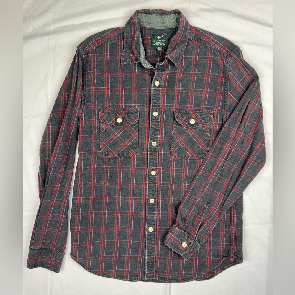 J. Crew Men’s Heavyweight Flannel Plaid L/S Button Front Shirt - Medium